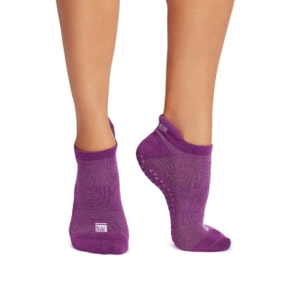 Bar Method X Tavi Grip Sock Purple Lurex