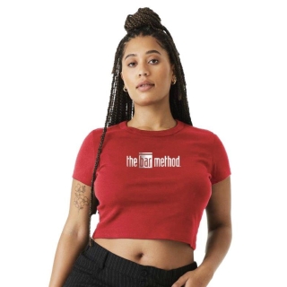 Bar Method Micro Rib Crop Tee Red